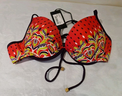 Top de bikini Ted Baker 34A/B cachemira óptica moldeada correas de neón y lima nuevo - Imagen 1 de 12