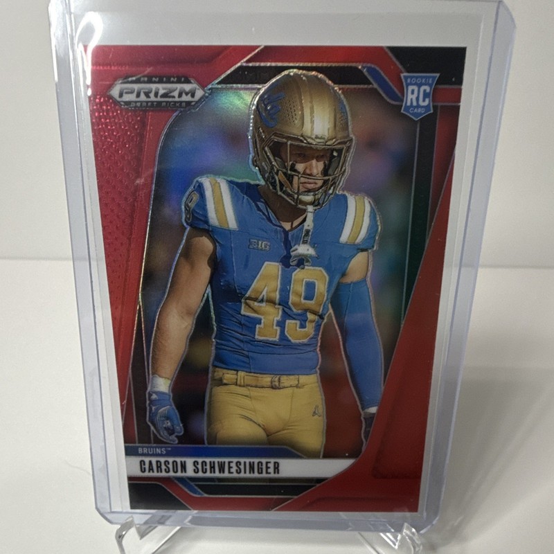 Panini 2025 Prizm Draft Picks Carson Schwesinger RC #137 Red Prizm /399 UCLA