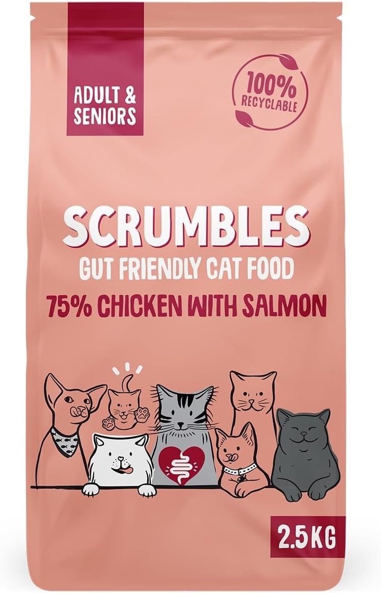 Scrumbles All Natural Dry Cat Food With Chicken and Fresh Salmon, High Protein