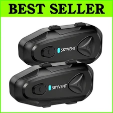 IP65 Waterproof Bluetooth Intercom Headset, 24hrs Talk for 4 Riders - Dual Pack