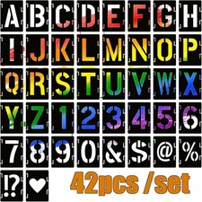 42 Pcs Letter Stencils Alphabet Numbers Templates Wood Rock Fabric Diy Craft UK