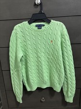 Ralph Lauren Jumper kids LARGE blue cotton Cable Knit Sweater crew neck Size L