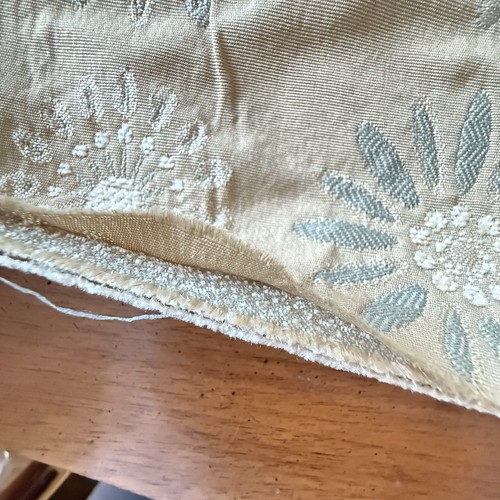 Layered Floral Embroidered Upholstery Fabric Gold Taffeta Chenille 1 3/8 Ydx 58” - Picture 8 of 8