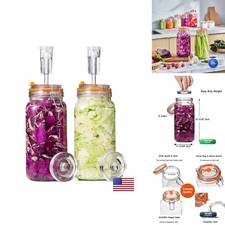 JILLMO 2L Wide Mouth Fermentation Jar with Airlock  Weight, 2 Pack