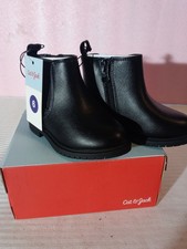 Cat  Jack Tanner Chelsea Boots Black Faux Leather Zip Ankle Round Toe Kids 6