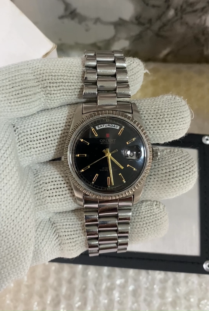 Orient Day Date Automatic Blue Dial Presidents Watch Japan RARE
