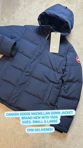Cappotto parka piumino Canada Goose Macmillan blu navy taglia large nuovo con etichette