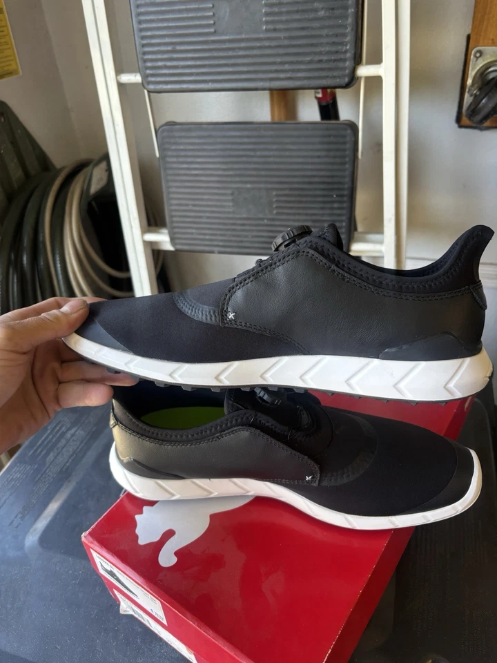 Sapatos de golfe ou golfe Puma Ignite Disc, tamanho EUA 10, preto e branco novo em folha - Imagem 3 de 4
