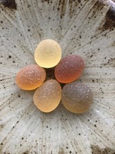 Beautiful color sea glass 5pcs, surf tumbled, weathered, beach glass, 12