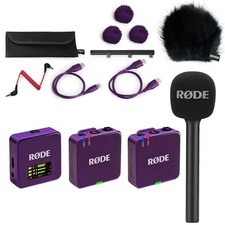 Rode Wireless GO Gen 3 Microphone System Purple with Interview GO and Windscreen WSBK