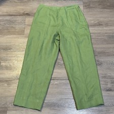 Vintage 90  s Talbots petites 100 linen green straight leg crop pants Sz 4