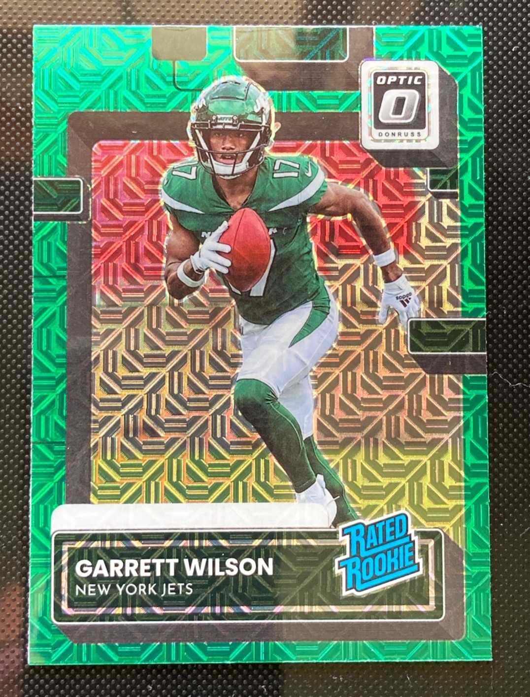 2022 Donruss Garrett Wilson Rated Rookie Optic Preview Green Mojo No. 306 RC