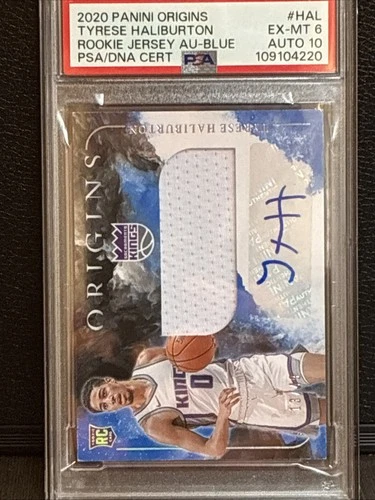 2020 Panini Origins Tyrese Haliburton RPA /49 POP 1 SSP EX-MT 6 AUTO 10