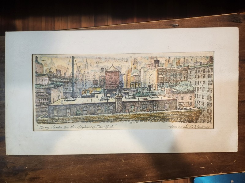 James Sanford Hulme "Many Thanks For The Skyline Of" New York City Serigraph