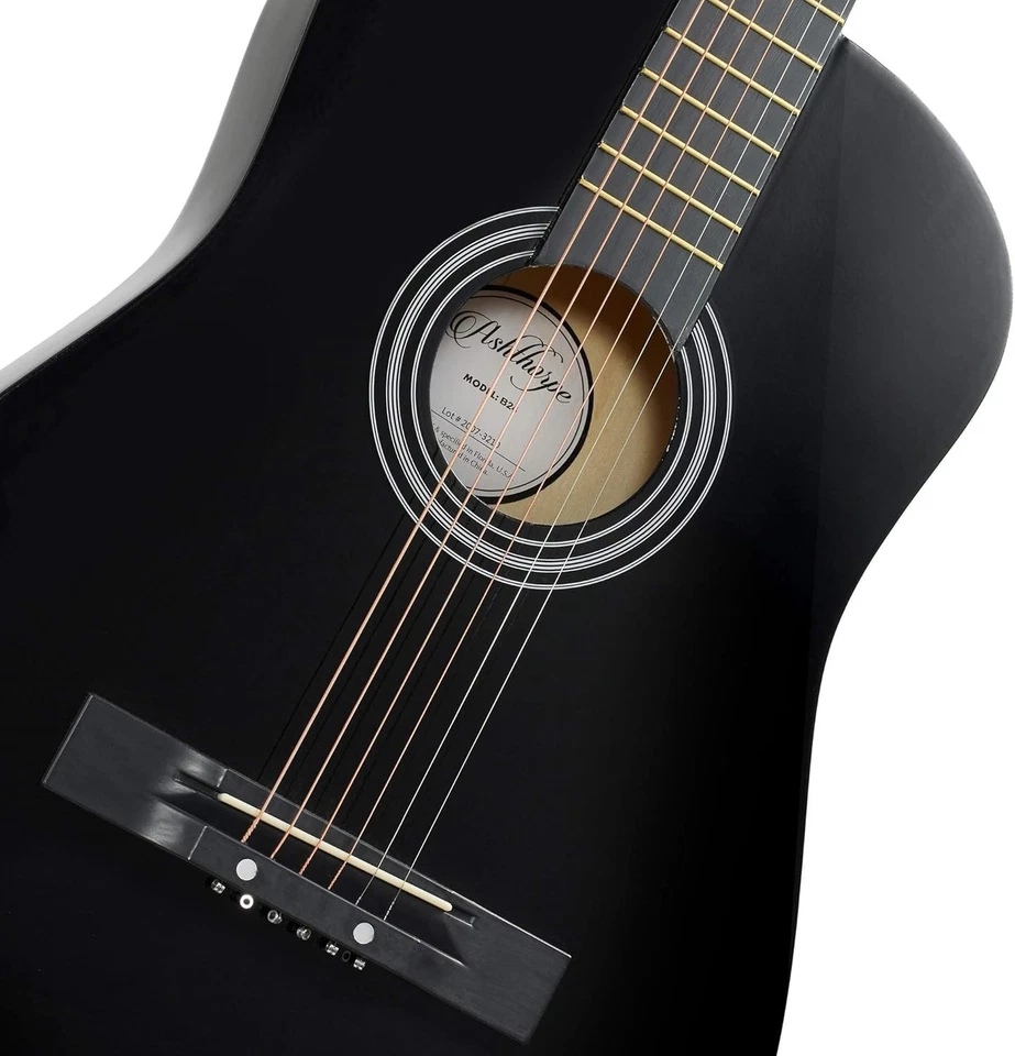 Black Acoustic Guitar Beginner Kit 38" with Gig Bag & Tuner - Image 4 of 4