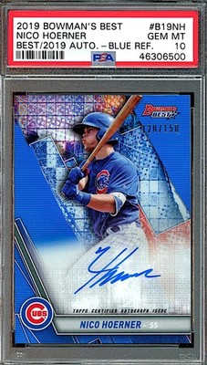 2019 Bowmans Best Nico Hoerner Blue Refractor Auto #120/150 PSA 10