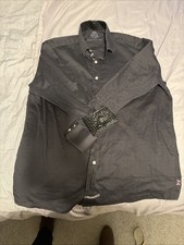 English laundry Black Men  s Button Down Shirt 17.5 34/35 Flip Cuff