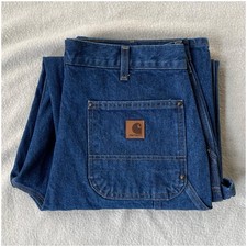 Carhartt B73 DST Loose Original Fit Denim Double Knee Jeans Pants 34 X 32 New