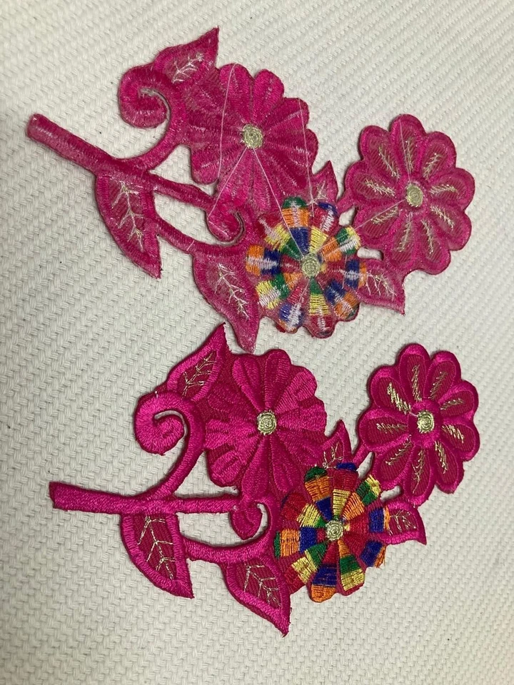 Lot of 2 Iron On Patches Deep Pink Flower Patches for Baby Clothes Accessory - Image 2 of 4