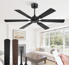 Fanbulous 52" Smart Flush Mount Ceiling Fan with Lights Remote APP Modern Black