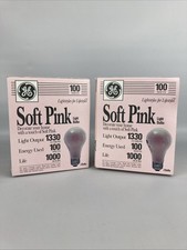 3 Bulbs Vintage GE 100 Watts Soft Pink Light Bulbs 120 Volts 1330 Lumens READ