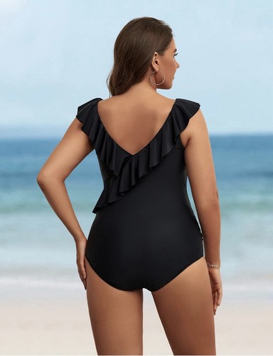 Traje de baño Blooming Jelly nuevo con etiquetas control de barriga de una pieza con volantes cuello en V talla 3XL negro - Imagen 2 de 7