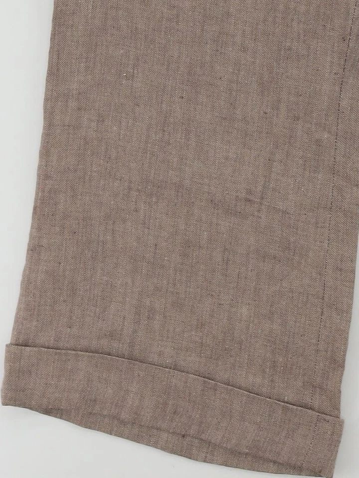 Phase Eight Women's Suit Trousers UK 14 Brown 100% Linen Wide-Leg Dress Pants - Image 4 of 4