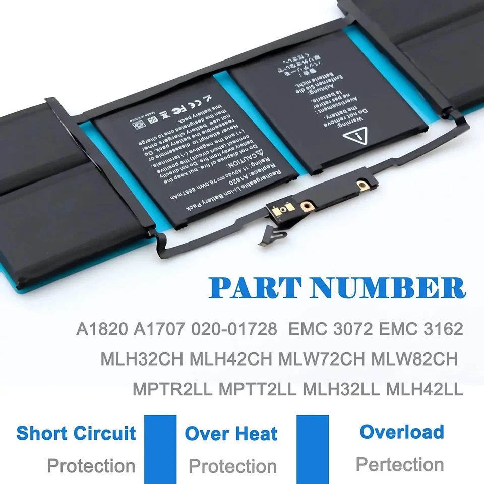 A1820 A1707 Battery For Apple MacBook Pro 15" A1707 A1820 2016 2017 EMC 3072  - image 3 of 4