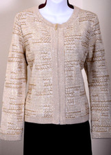 NWT ST.JOHN Women's Beige Gold Studs Throughout Shimmer Rhinestone Jacket Sz 4