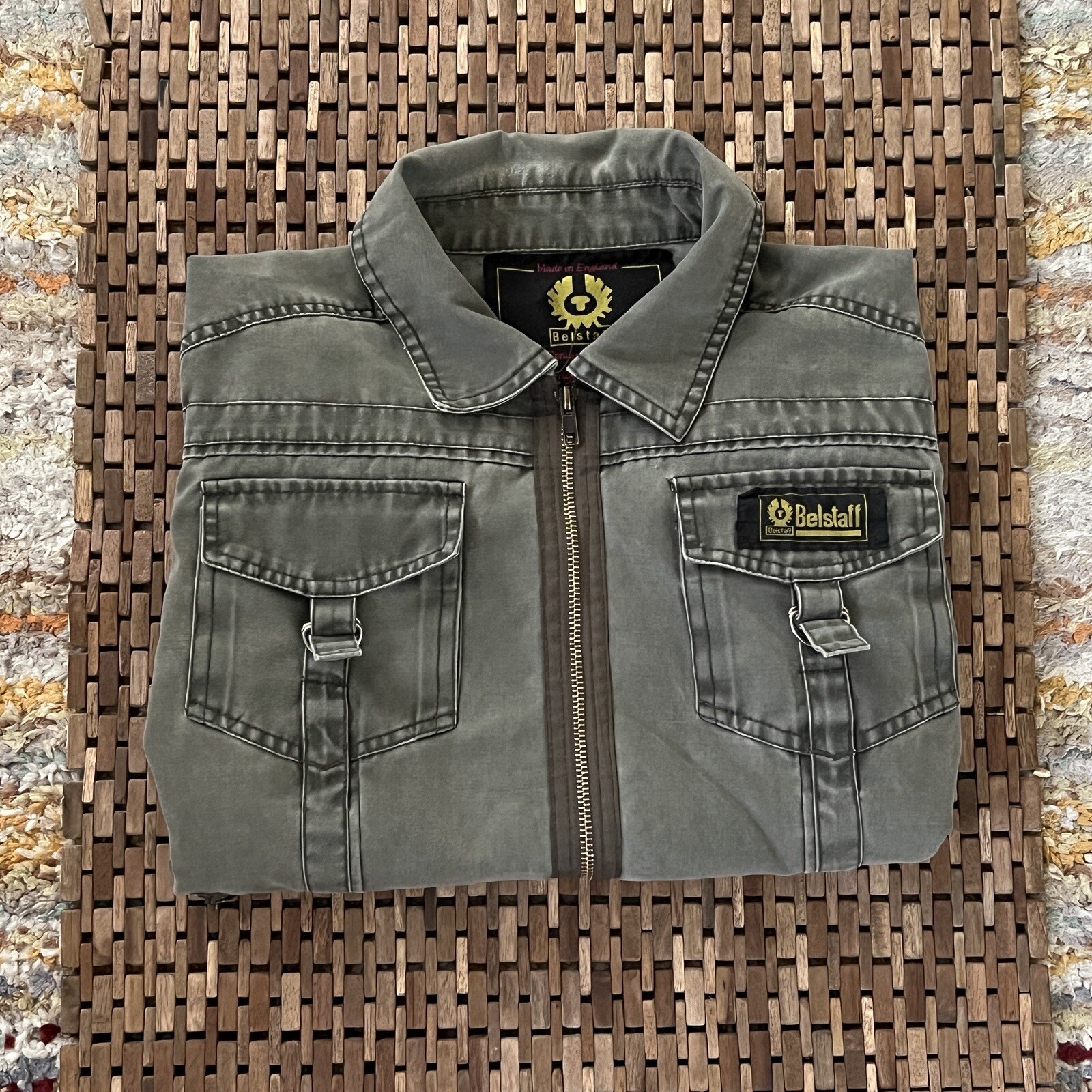 Belstaff Canvas Military Motorcycle Jacket Full Zip O… Gem