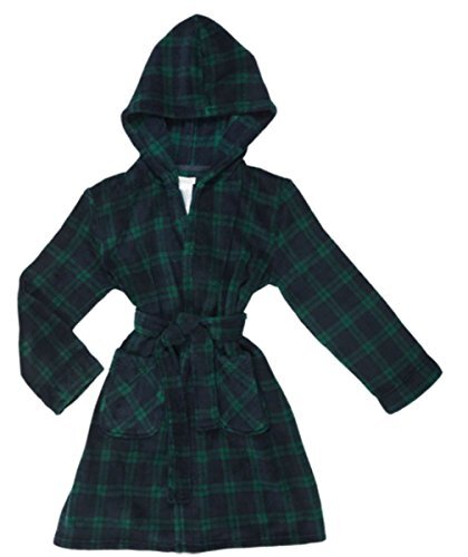 Komar Kids Boys Plush Fleece Blue Plaid Hooded Robe, Size 7-8 - Picture 1 of 1