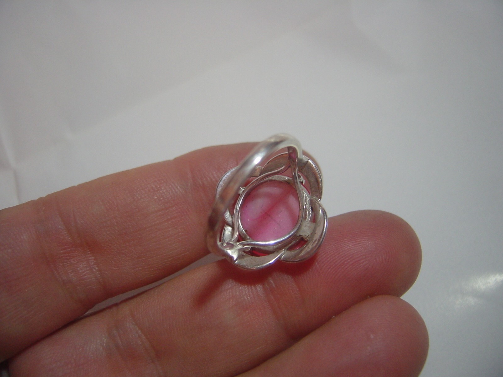 beautiful Solid Silver Ring-unusual bright pink m… - image 8