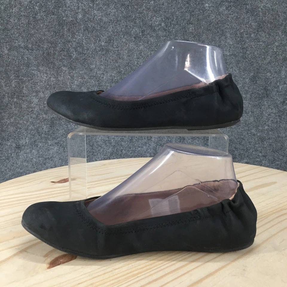 Zapatos planos de ballet Toms para mujer 6,5 sin cordones de cuero negro cómodos parte superior baja Foto 2 de 4