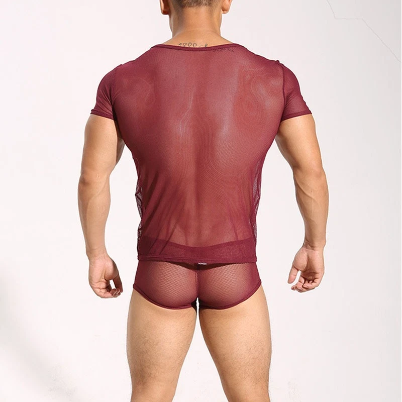 Set Pigiama Gay Maglia Traspirante Sexy Homme Top Fondo Interno Hombre Intimo - Immagine 3 di 4