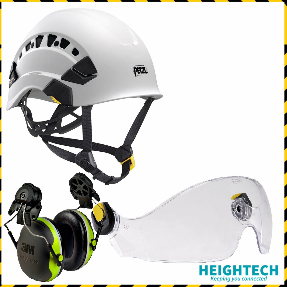 Petzl Vertex Vent with Clear visor Earmuffs in White