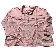 Coldwater Creek Linen Jacket Top Womens 12 Peach Embroidered Floral Lagenlook
