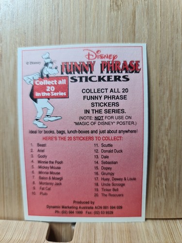 DISNEY FUNNY PHRASE STICKERS🏆1992 #13🏆FREE POST - Picture 2 of 2