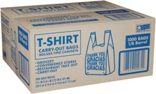 Bags 1/6 Small 8 x 4 x 16 THANK YOU T-Shirt Plastic Grocery Shopping Bags white