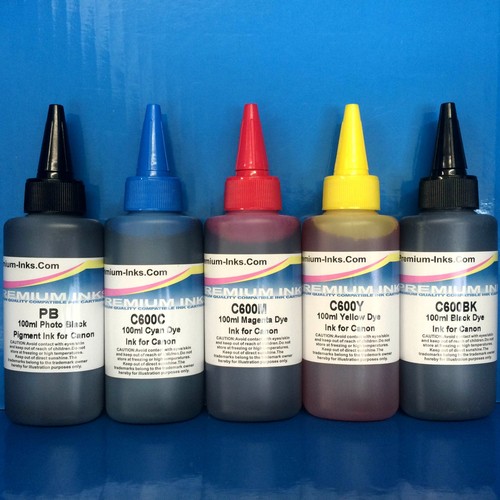 5x100ml PIGMENT/DYE Printer Refill Ink CANON Pixma MX922 MX925 MG5440 Non OEM - Picture 1 of 1