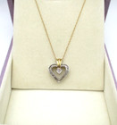 10K Yellow & White Gold 15 Diamond "I Love You" Heart Pendant Necklace 20" [N101 — photo 2