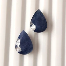 Pair Blue Sapphire Burma Unheated 14X10 mm Pear Natural Faceted Stone 13.45 CTS