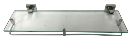 Signature Hardware 295795 Albury 19-5/8" Glass Bathroom Shelf in Chrome - Picture 1 of 3