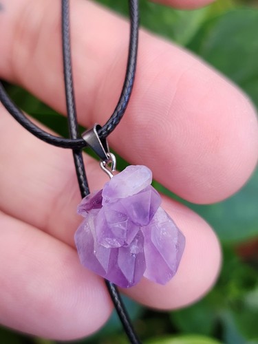 Raw Amethyst Crystal Necklace Pendant Freeform Natural Small Gemstone Spiritual - Picture 15 of 15