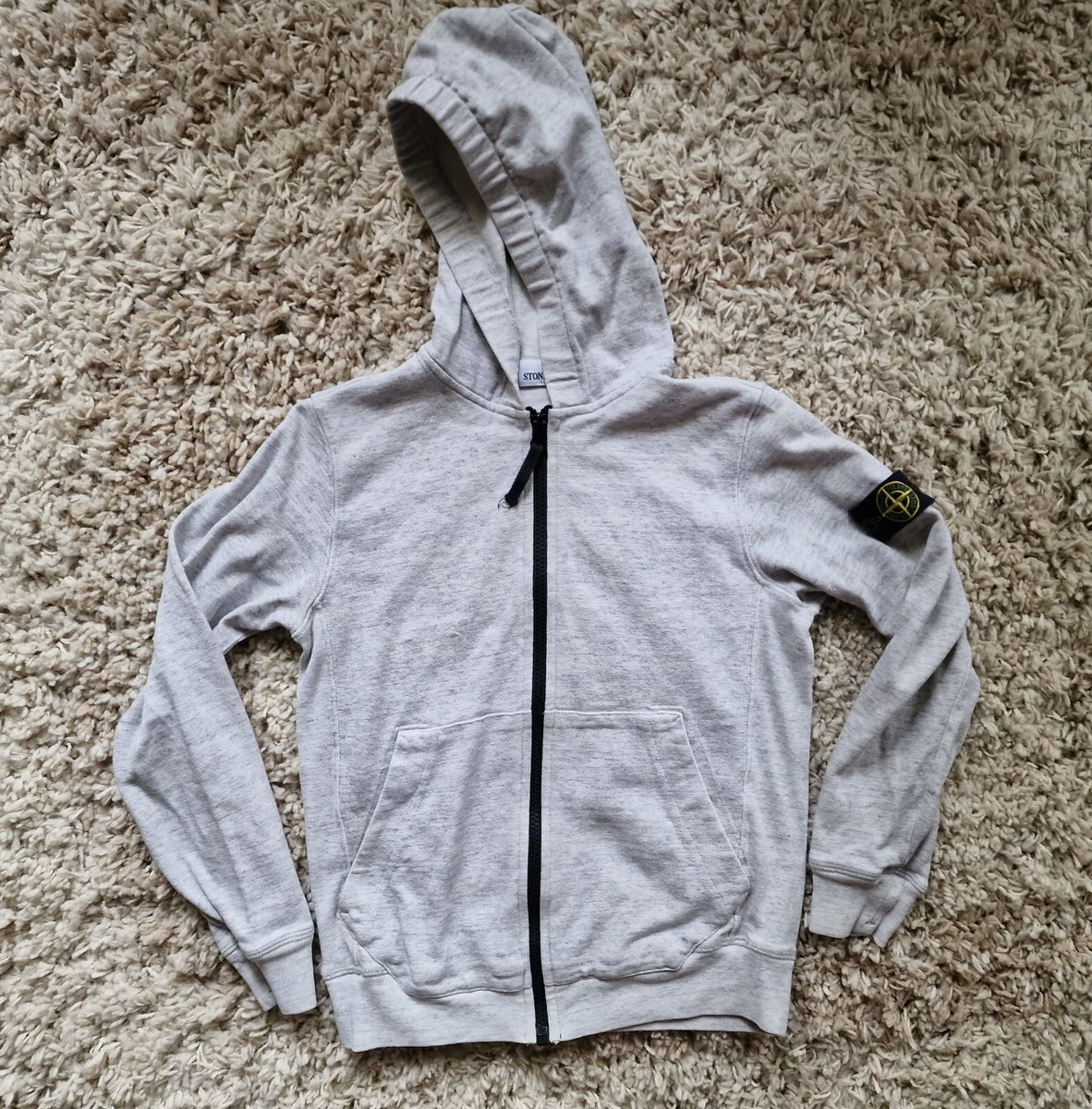 Stone Island Junior Zip Hoodie Jacket Grey Size 10 / 140