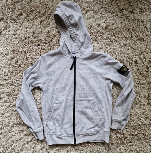 Stone Island Junior Zip Hoodie Jacket Grey Size 10 / 140
