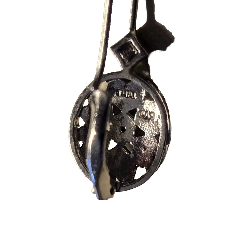 Black Diamond Earrings Sterling Silver Leverback Heart Shape Set Diamonds - Image 4 of 4