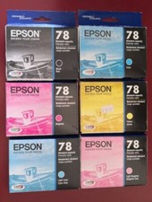 2018/2019 NIB Set 6 Genuine Epson 78 Ink T0781 and T0782 T0783 T0784 T0785 T0786