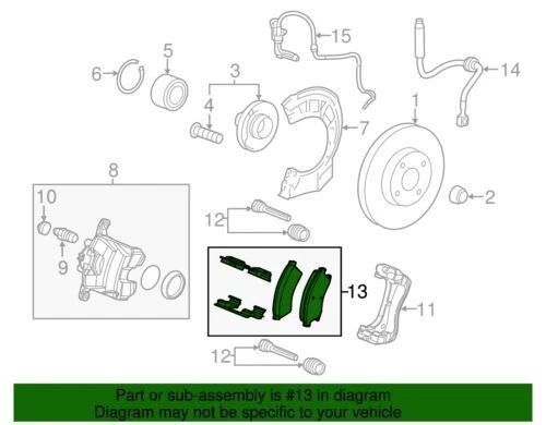 Pastilla de freno de disco delantera genuina GM 2011-2017 Chevrolet Sonic Cruse Limited 42570931 Foto 3 de 3