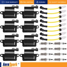 8 Ignition Coil & Wire Set & 8 Platinum Spark Plug fit Hummer H2 6.0L V8