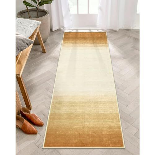  Modern Ombre 2x6 Kitchen Runner Rug,Non-Slip Hallway Rug with 2' x 6' Khaki - Picture 1 of 7